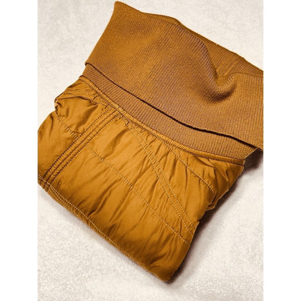 prAna Quilted Vest Women XL Mustard Sherpa Lined Sleeveless Turtle Neck Pullover